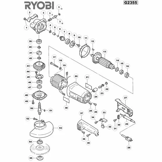 Ryobi G2355 Spare Parts List Type: 1000025064